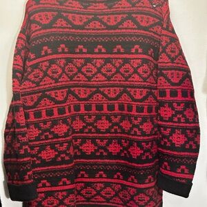 J. Jill Red and Black Crewneck Cotton Blend Sweater Sz Medium